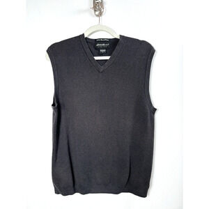 Eddie Bauer 100% Pima Cotton Preppy Grunge Gothic Grandpa Knit Sweater Vest S